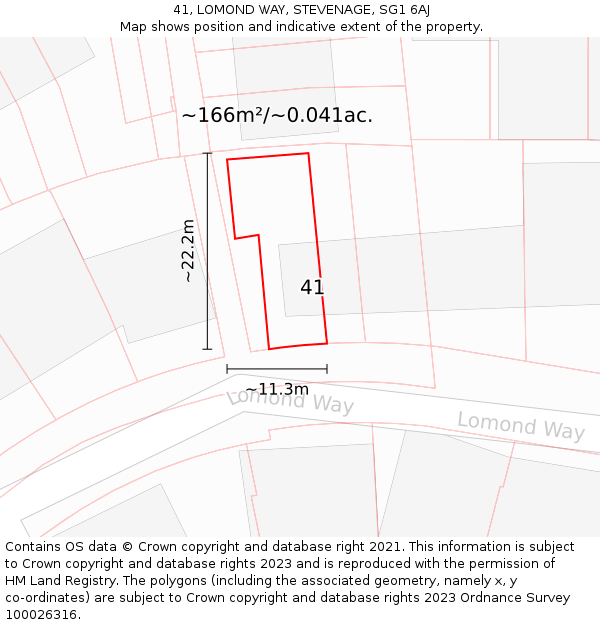 41, LOMOND WAY, STEVENAGE, SG1 6AJ: Plot and title map