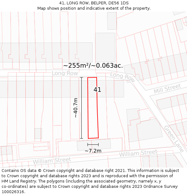 41, LONG ROW, BELPER, DE56 1DS: Plot and title map