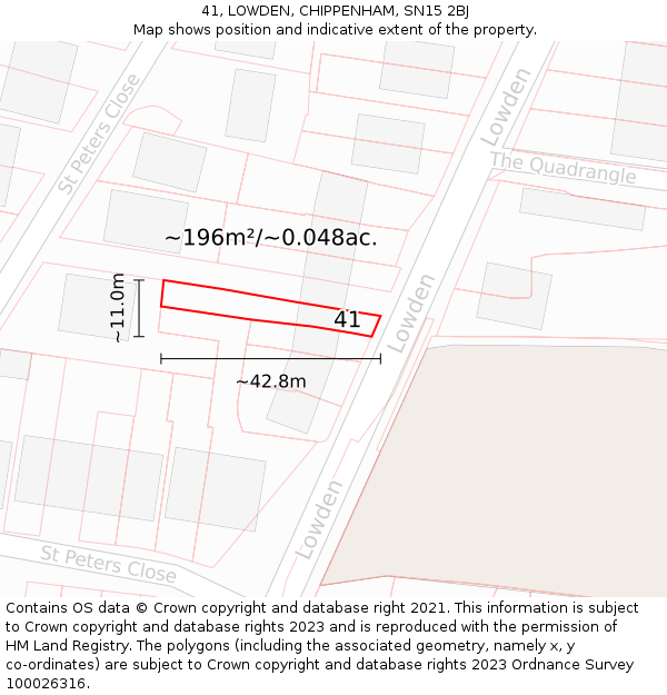 41, LOWDEN, CHIPPENHAM, SN15 2BJ: Plot and title map