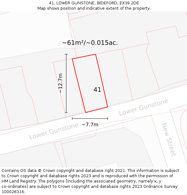 41, LOWER GUNSTONE, BIDEFORD, EX39 2DE: Plot and title map