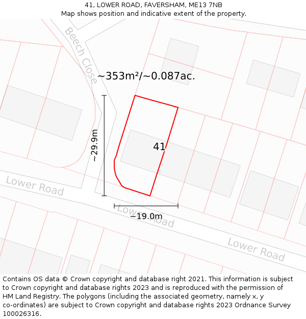 41, LOWER ROAD, FAVERSHAM, ME13 7NB: Plot and title map