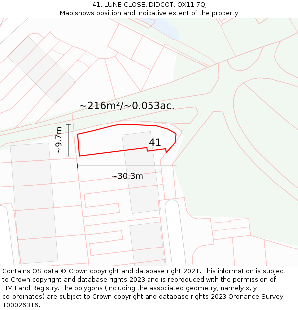 41, LUNE CLOSE, DIDCOT, OX11 7QJ: Plot and title map