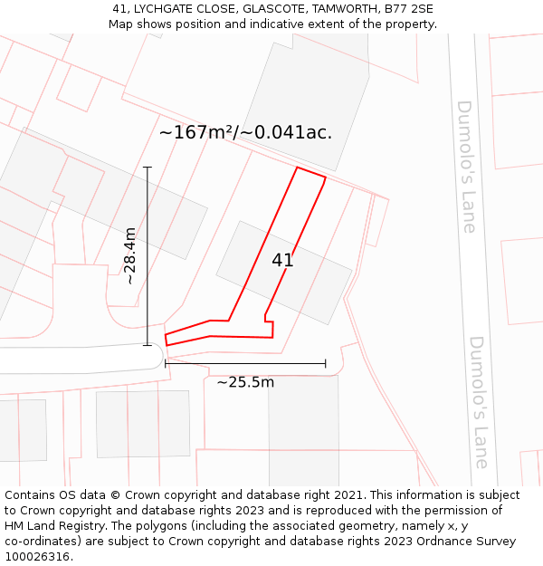 41, LYCHGATE CLOSE, GLASCOTE, TAMWORTH, B77 2SE: Plot and title map