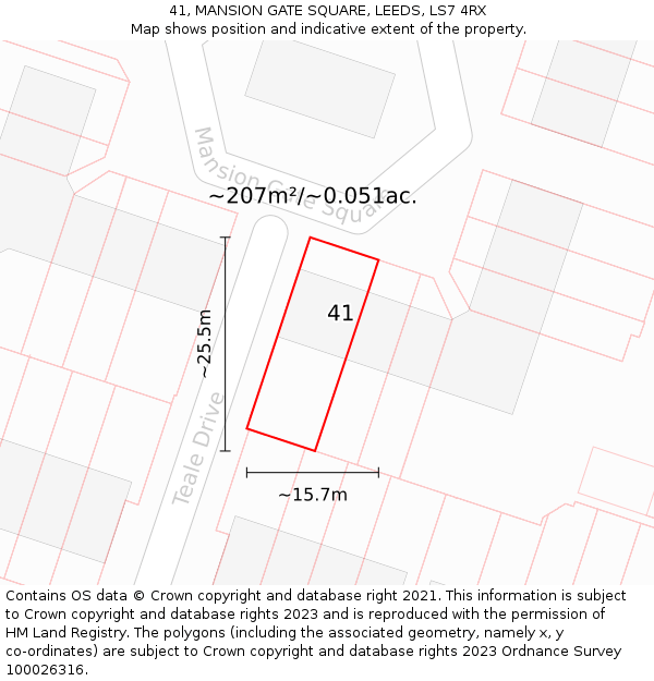 41, MANSION GATE SQUARE, LEEDS, LS7 4RX: Plot and title map