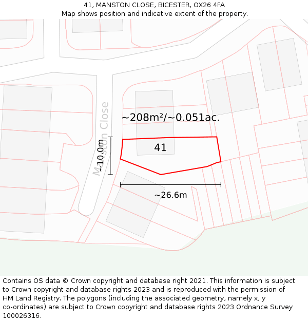 41, MANSTON CLOSE, BICESTER, OX26 4FA: Plot and title map