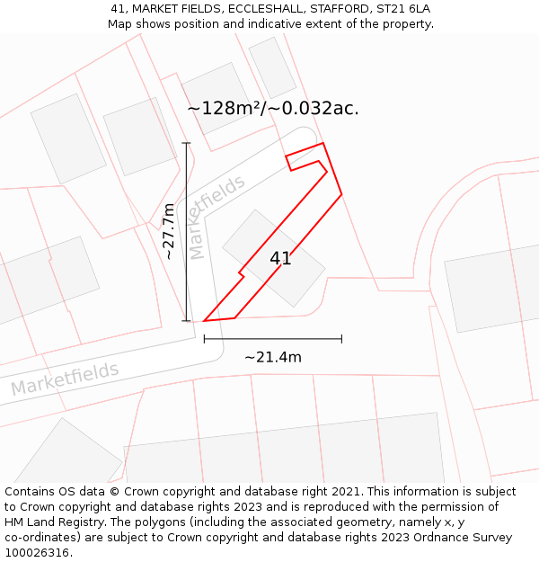 41, MARKET FIELDS, ECCLESHALL, STAFFORD, ST21 6LA: Plot and title map
