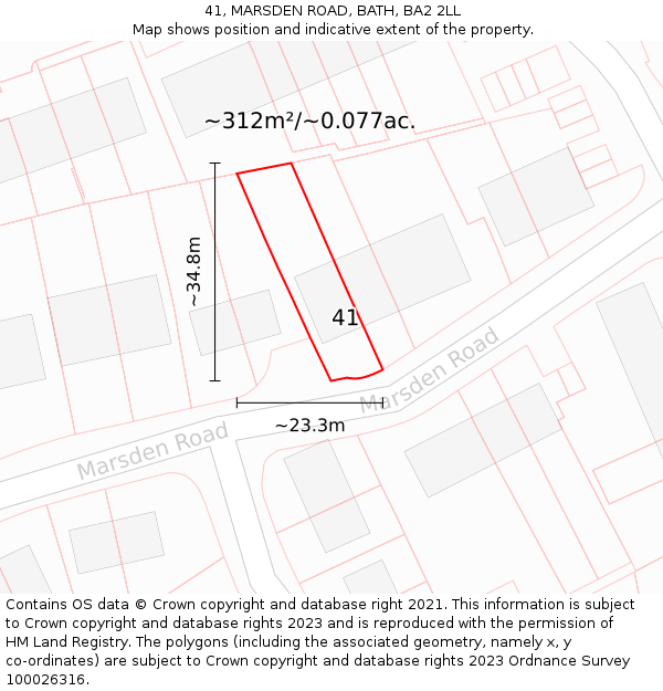 41, MARSDEN ROAD, BATH, BA2 2LL: Plot and title map