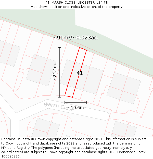 41, MARSH CLOSE, LEICESTER, LE4 7TJ: Plot and title map