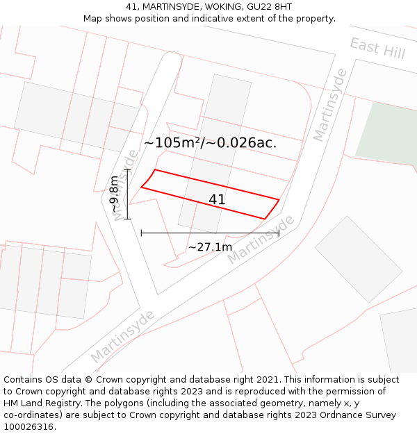 41, MARTINSYDE, WOKING, GU22 8HT: Plot and title map