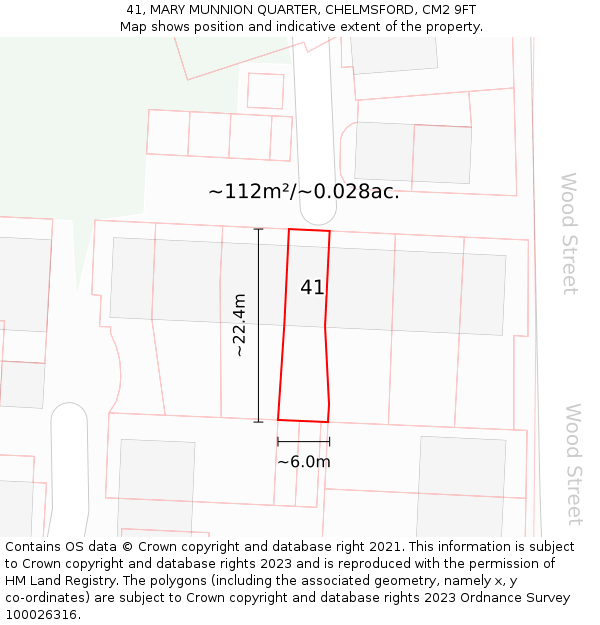 41, MARY MUNNION QUARTER, CHELMSFORD, CM2 9FT: Plot and title map