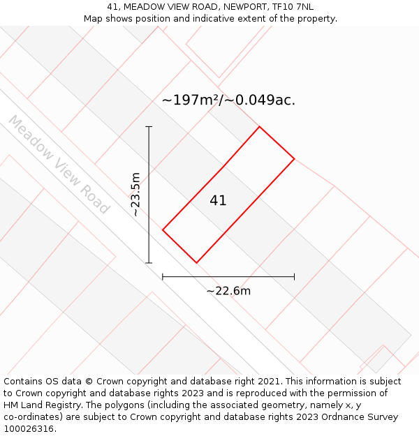 41, MEADOW VIEW ROAD, NEWPORT, TF10 7NL: Plot and title map