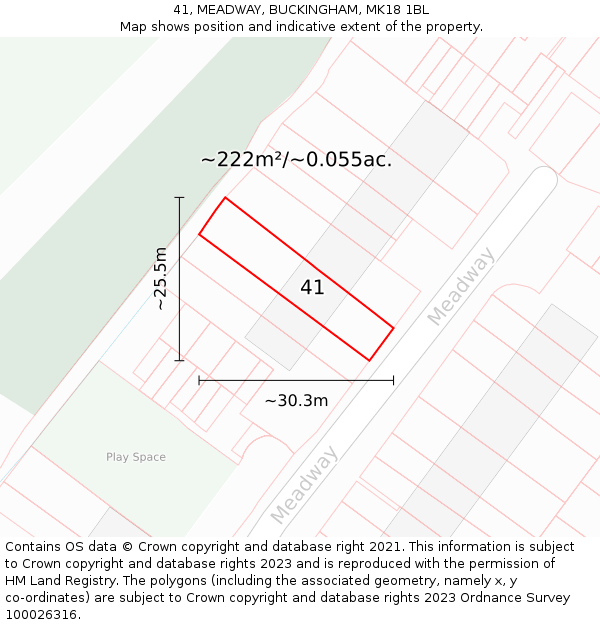 41, MEADWAY, BUCKINGHAM, MK18 1BL: Plot and title map