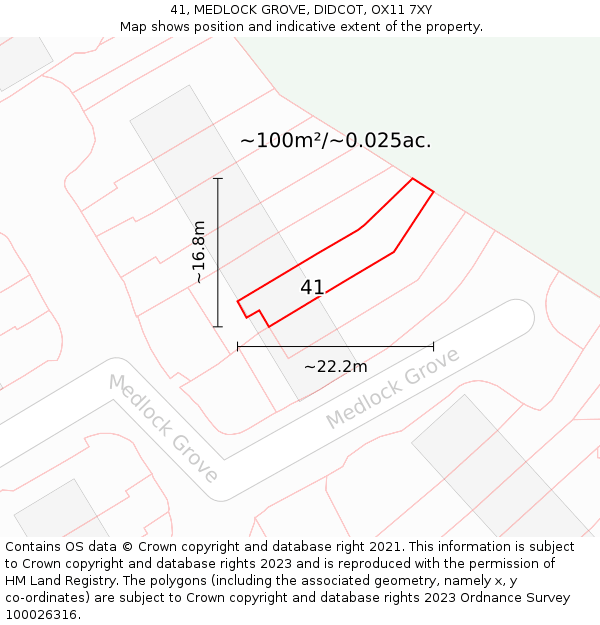 41, MEDLOCK GROVE, DIDCOT, OX11 7XY: Plot and title map