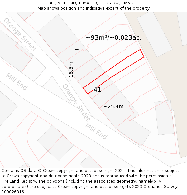 41, MILL END, THAXTED, DUNMOW, CM6 2LT: Plot and title map