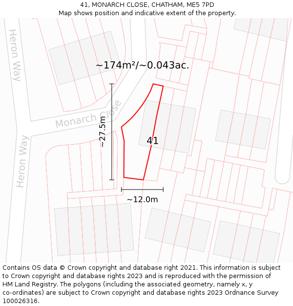 41, MONARCH CLOSE, CHATHAM, ME5 7PD: Plot and title map