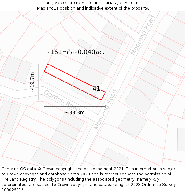 41, MOOREND ROAD, CHELTENHAM, GL53 0ER: Plot and title map