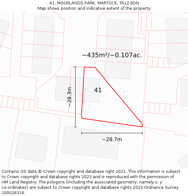 41, MOORLANDS PARK, MARTOCK, TA12 6DN: Plot and title map
