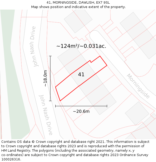 41, MORNINGSIDE, DAWLISH, EX7 9SL: Plot and title map