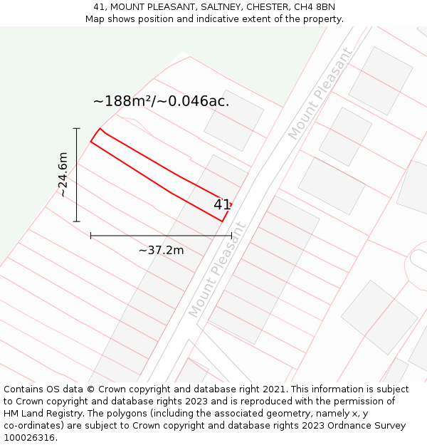 41, MOUNT PLEASANT, SALTNEY, CHESTER, CH4 8BN: Plot and title map