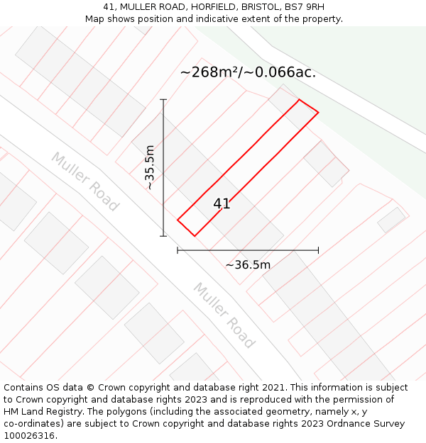 41, MULLER ROAD, HORFIELD, BRISTOL, BS7 9RH: Plot and title map