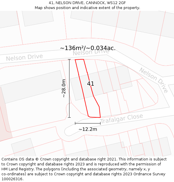 41, NELSON DRIVE, CANNOCK, WS12 2GF: Plot and title map