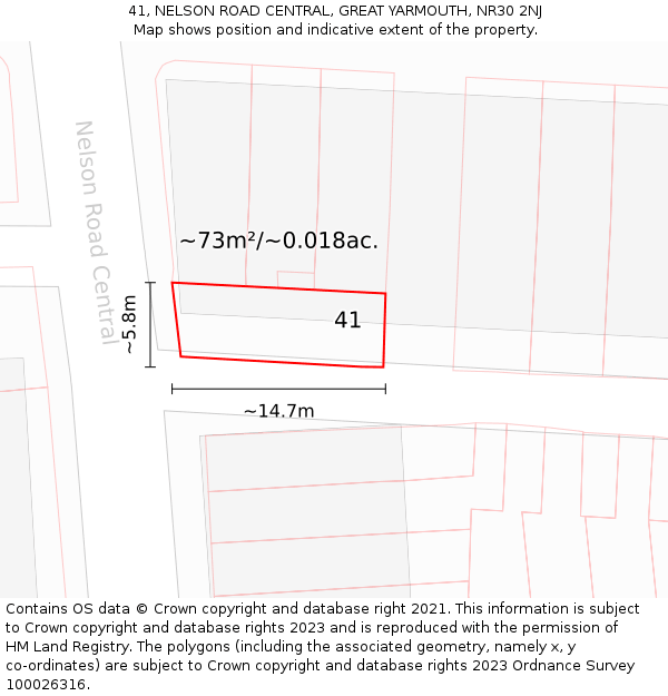 41, NELSON ROAD CENTRAL, GREAT YARMOUTH, NR30 2NJ: Plot and title map