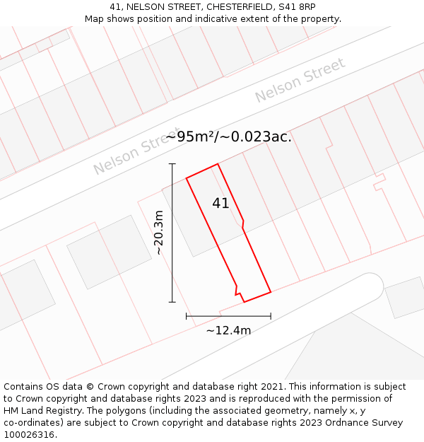 41, NELSON STREET, CHESTERFIELD, S41 8RP: Plot and title map