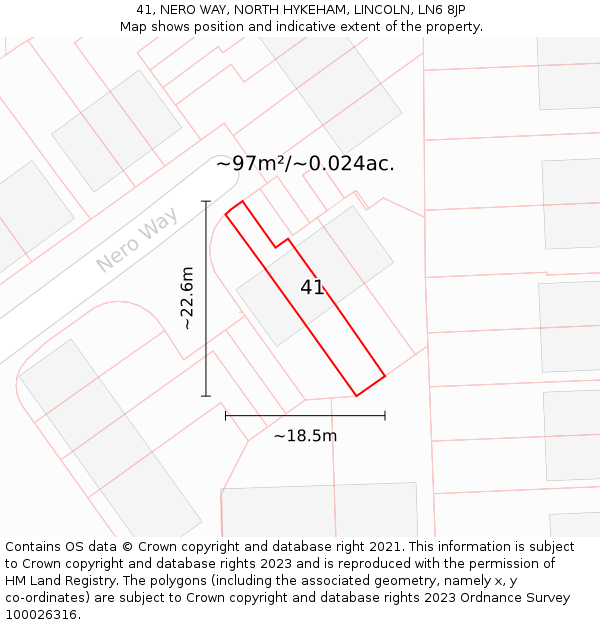 41, NERO WAY, NORTH HYKEHAM, LINCOLN, LN6 8JP: Plot and title map