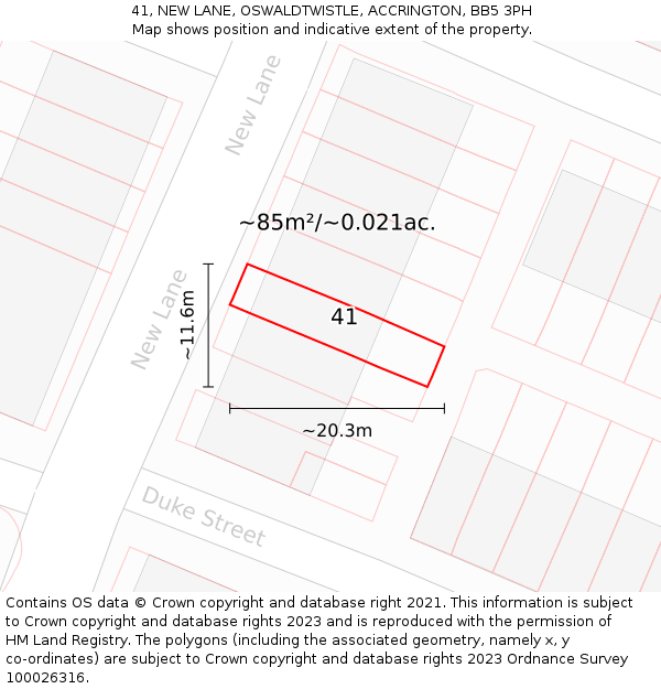 41, NEW LANE, OSWALDTWISTLE, ACCRINGTON, BB5 3PH: Plot and title map