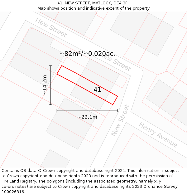 41, NEW STREET, MATLOCK, DE4 3FH: Plot and title map
