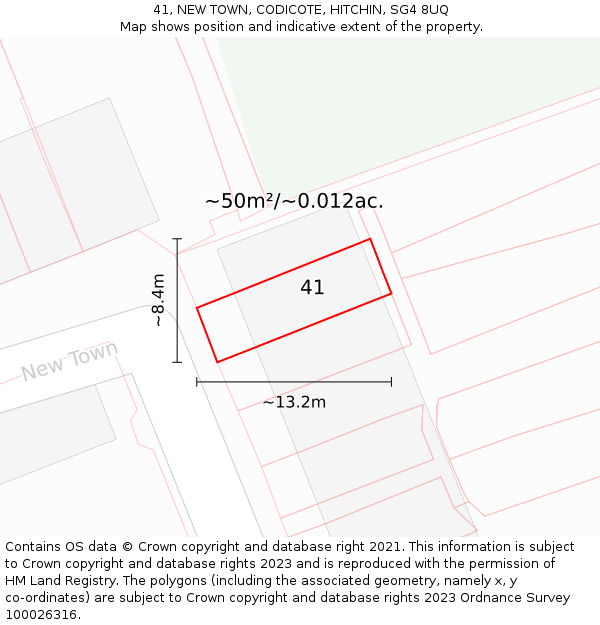 41, NEW TOWN, CODICOTE, HITCHIN, SG4 8UQ: Plot and title map