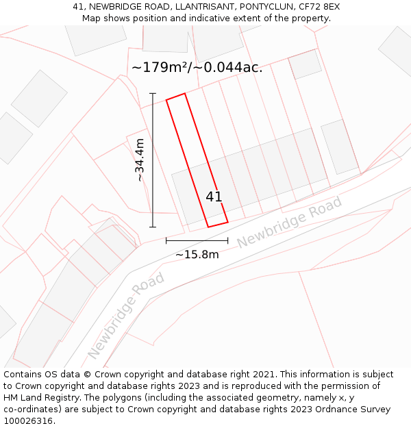 41, NEWBRIDGE ROAD, LLANTRISANT, PONTYCLUN, CF72 8EX: Plot and title map