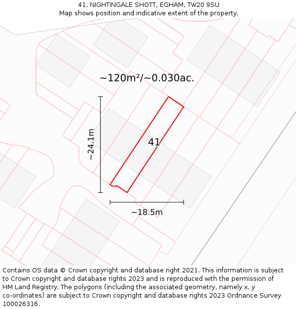 41, NIGHTINGALE SHOTT, EGHAM, TW20 9SU: Plot and title map