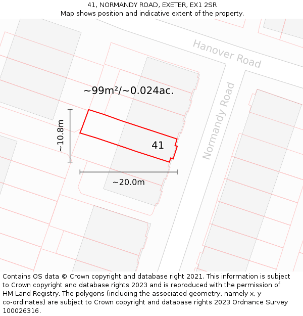 41, NORMANDY ROAD, EXETER, EX1 2SR: Plot and title map