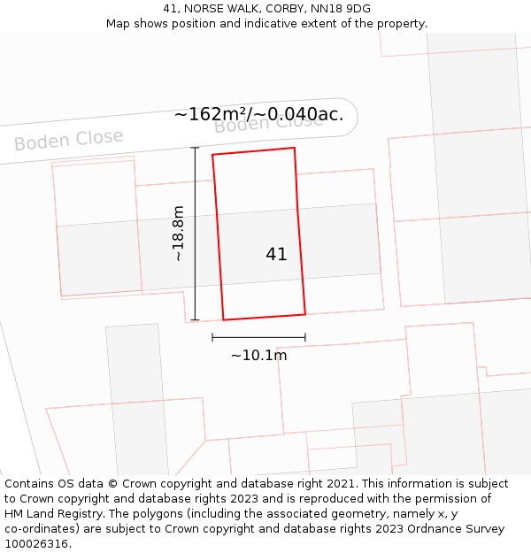 41, NORSE WALK, CORBY, NN18 9DG: Plot and title map