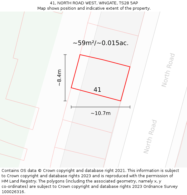 41, NORTH ROAD WEST, WINGATE, TS28 5AP: Plot and title map