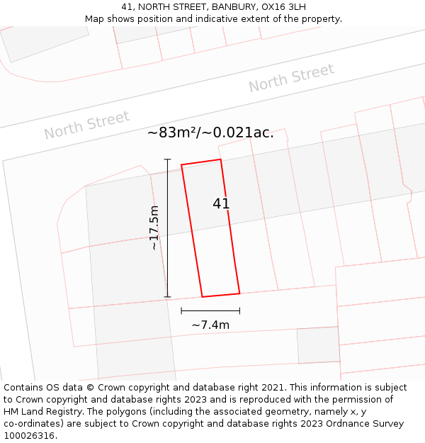 41, NORTH STREET, BANBURY, OX16 3LH: Plot and title map