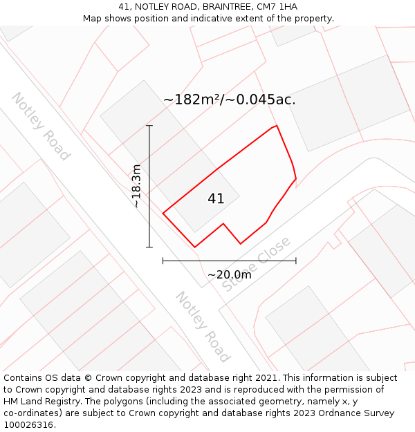 41, NOTLEY ROAD, BRAINTREE, CM7 1HA: Plot and title map