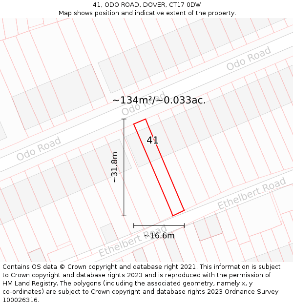 41, ODO ROAD, DOVER, CT17 0DW: Plot and title map