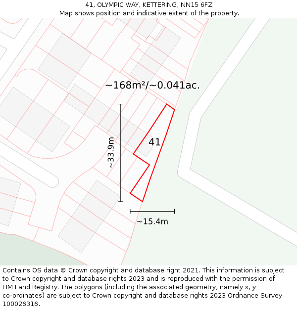 41, OLYMPIC WAY, KETTERING, NN15 6FZ: Plot and title map