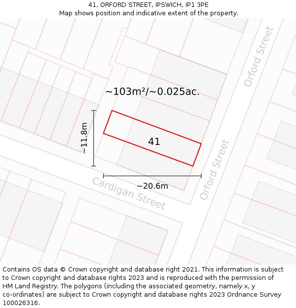 41, ORFORD STREET, IPSWICH, IP1 3PE: Plot and title map