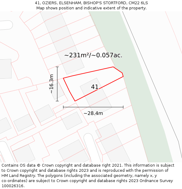 41, OZIERS, ELSENHAM, BISHOP'S STORTFORD, CM22 6LS: Plot and title map