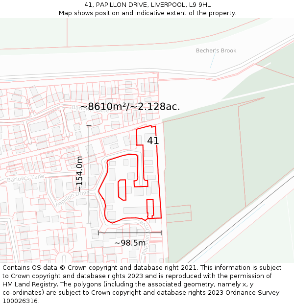 41, PAPILLON DRIVE, LIVERPOOL, L9 9HL: Plot and title map