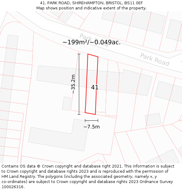 41, PARK ROAD, SHIREHAMPTON, BRISTOL, BS11 0EF: Plot and title map