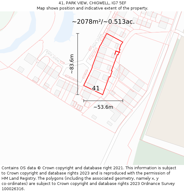 41, PARK VIEW, CHIGWELL, IG7 5EF: Plot and title map