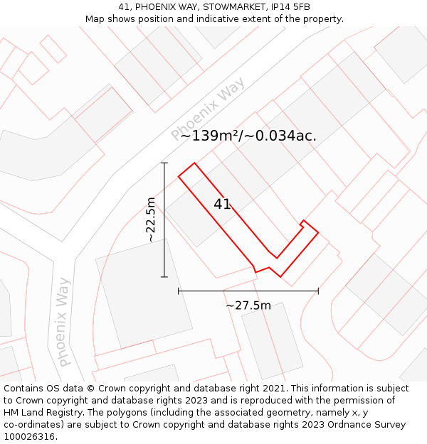 41, PHOENIX WAY, STOWMARKET, IP14 5FB: Plot and title map