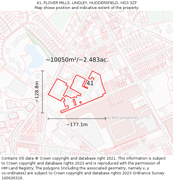 41, PLOVER MILLS, LINDLEY, HUDDERSFIELD, HD3 3ZF: Plot and title map