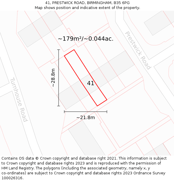 41, PRESTWICK ROAD, BIRMINGHAM, B35 6PG: Plot and title map