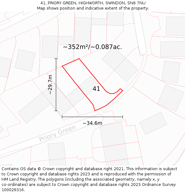 41, PRIORY GREEN, HIGHWORTH, SWINDON, SN6 7NU: Plot and title map
