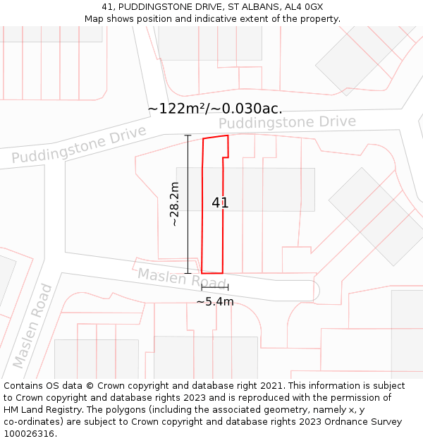 41, PUDDINGSTONE DRIVE, ST ALBANS, AL4 0GX: Plot and title map
